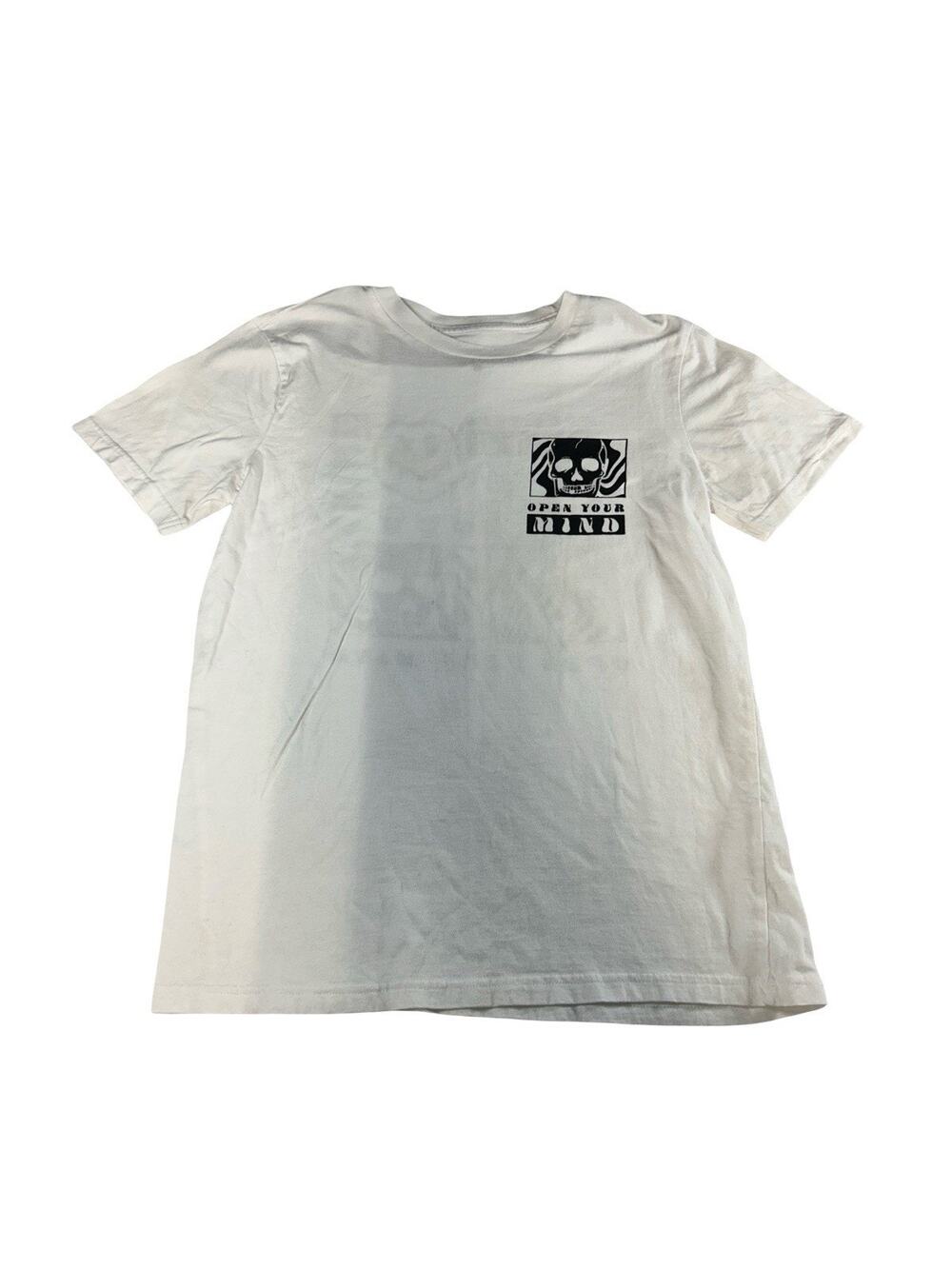 Taco Tuesday Open Your Mind Skull Graphic T Shirt White Men’s Small Cotton Tee